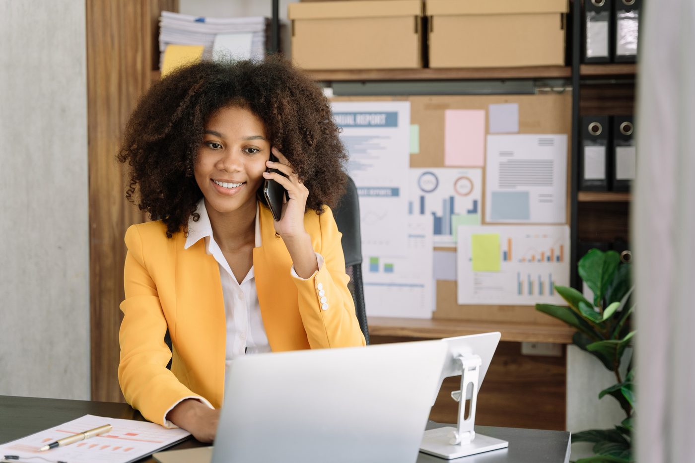 A woman at work in her office